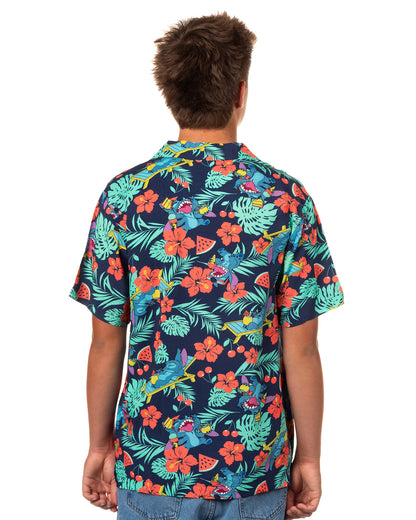 Disney Lilo and Stitch Men's Hawaiian Shirt Tropical Party Button Up Top