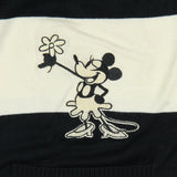 Disney Woman's Minnie Mouse Black Off-White Striped Button Adult Cardigan