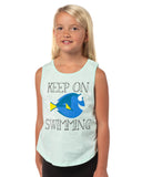 Disney Girl's Finding Dory Keep On Swimming Kids Sleeveless Tank Top