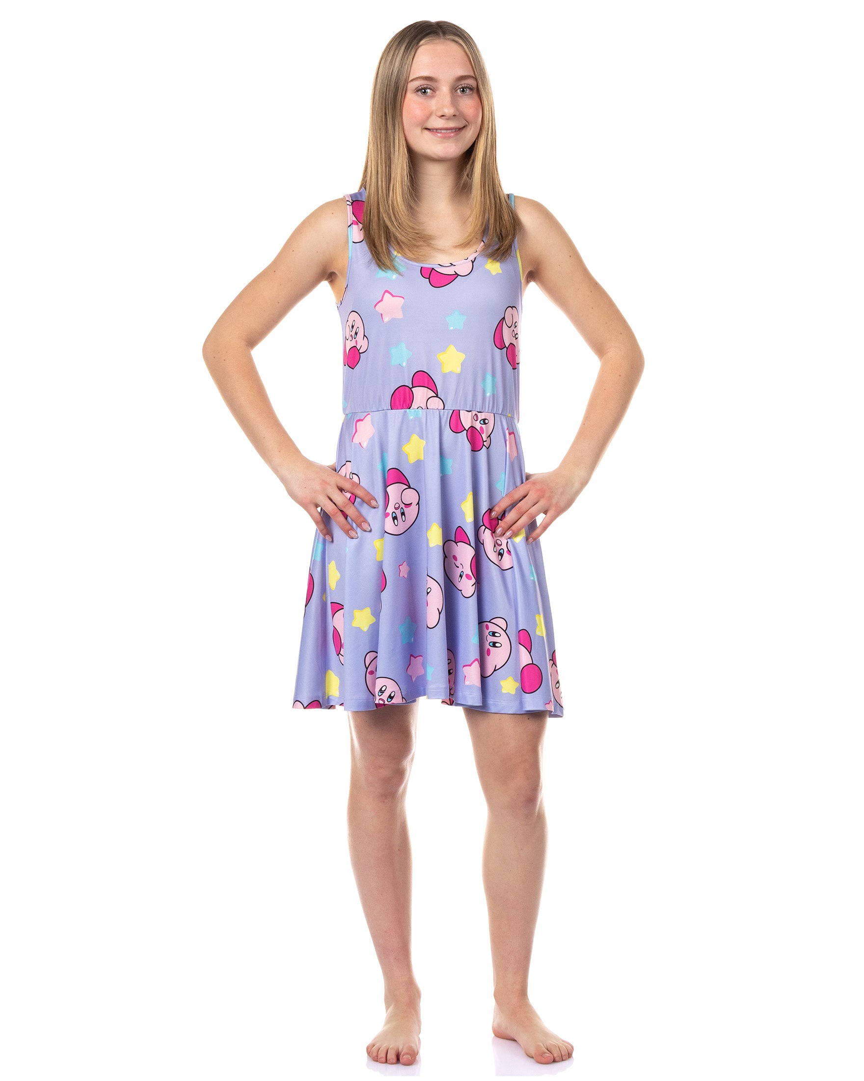 Nintendo Kirby Juniors' Skater Dress AOP A-Line Knee-Length Women's Sundress