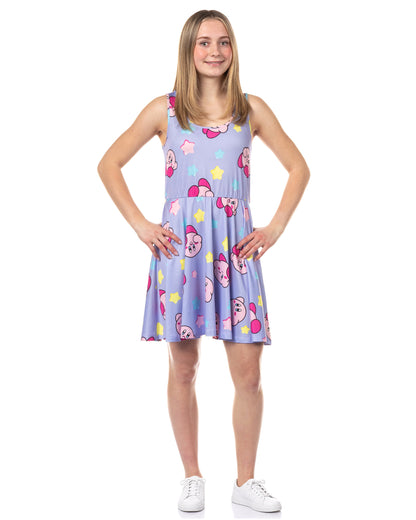 Nintendo Kirby Juniors' Skater Dress AOP A-Line Knee-Length Women's Sundress