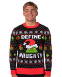 Dr. Seuss GRINCH Men's Define Naughty Ugly Christmas Sweater