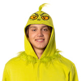 Dr Seuss Men's The Grinch Faux Hair Costume Character Zip-Up Hoodie