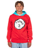 Dr. Seuss Hoodie Adult Thing 1 Thing 2 Reversible Zip Up Costume Sweatshirt