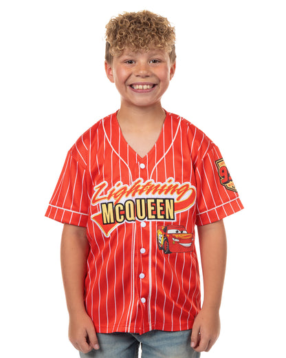 Disney Cars Lightning McQueen Boy's Baseball Jersey Button Up Shirt