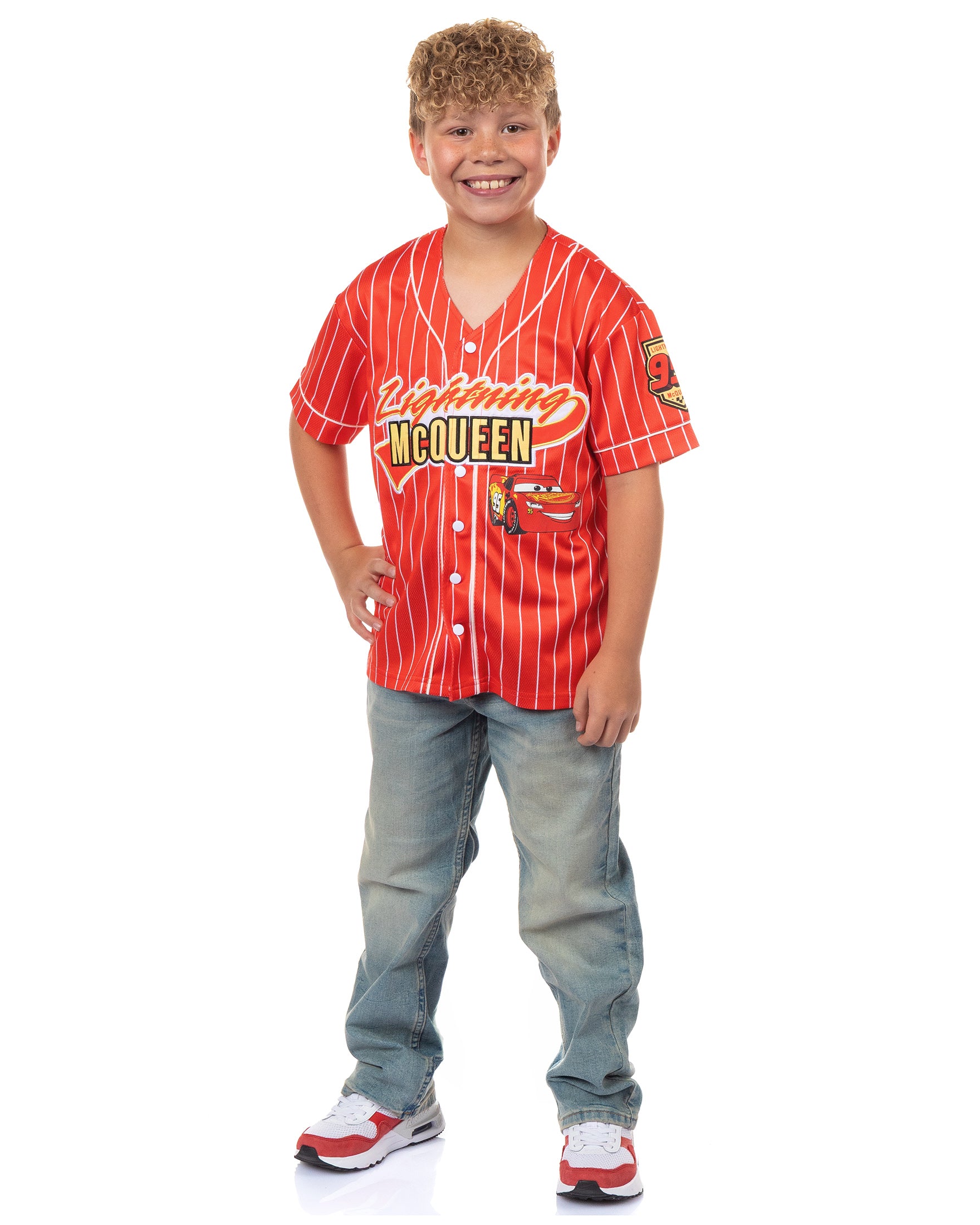 Disney Cars Lightning McQueen Boy's Baseball Jersey Button Up Shirt