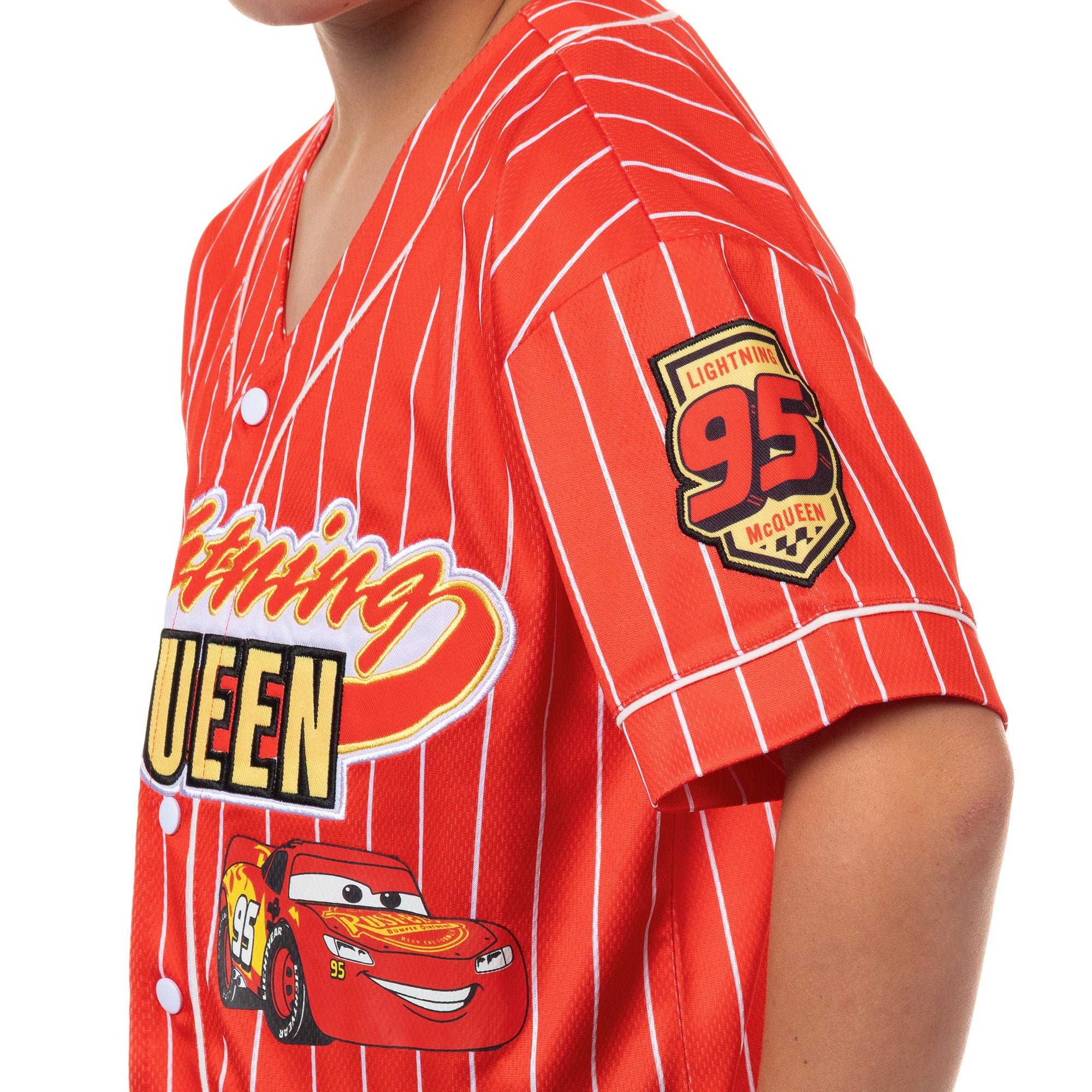 Disney Cars Lightning McQueen Boy's Baseball Jersey Button Up Shirt