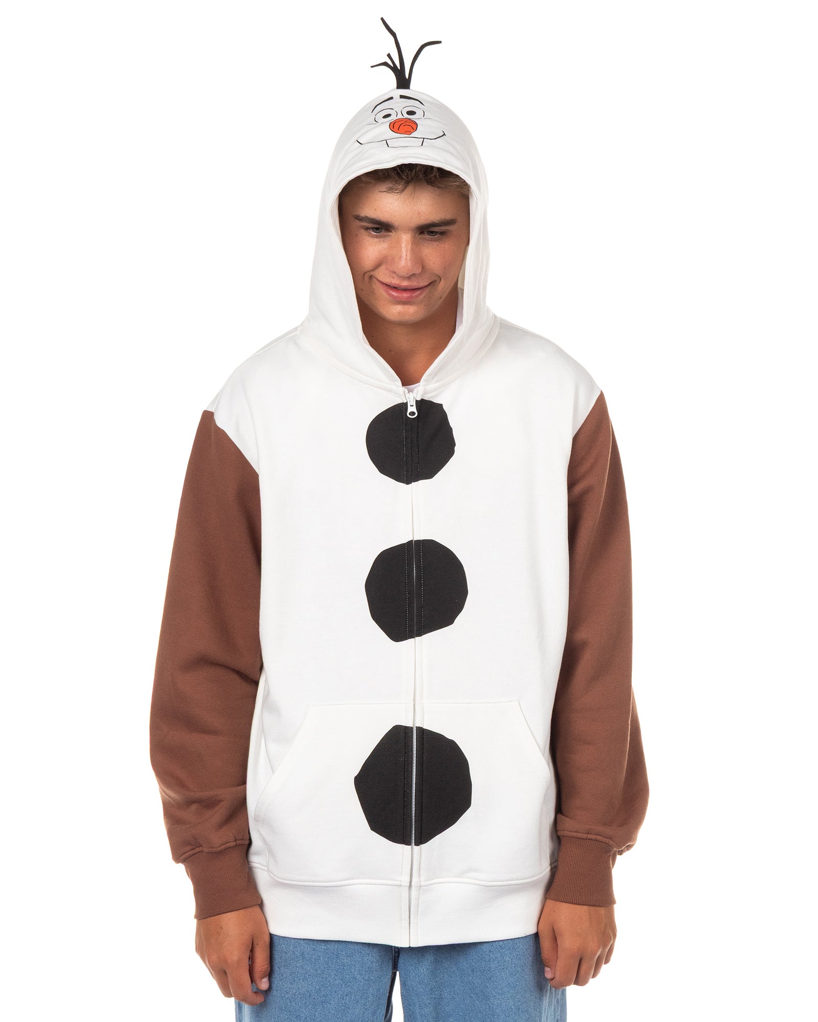 Disney Frozen Hoodie Men's Olaf Snowman Full-Zip Cosplay Sweatshirt