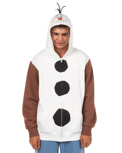 Disney Frozen Hoodie Men's Olaf Snowman Full-Zip Cosplay Sweatshirt
