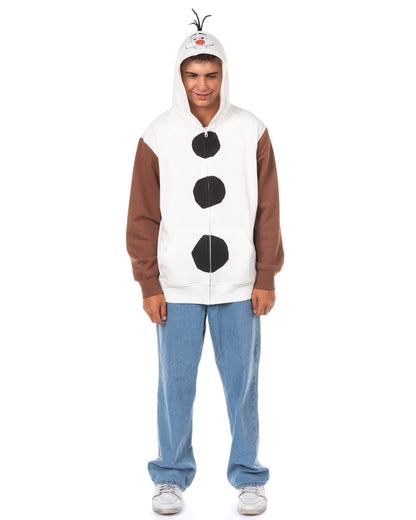 Disney Frozen Hoodie Men's Olaf Snowman Full-Zip Cosplay Sweatshirt
