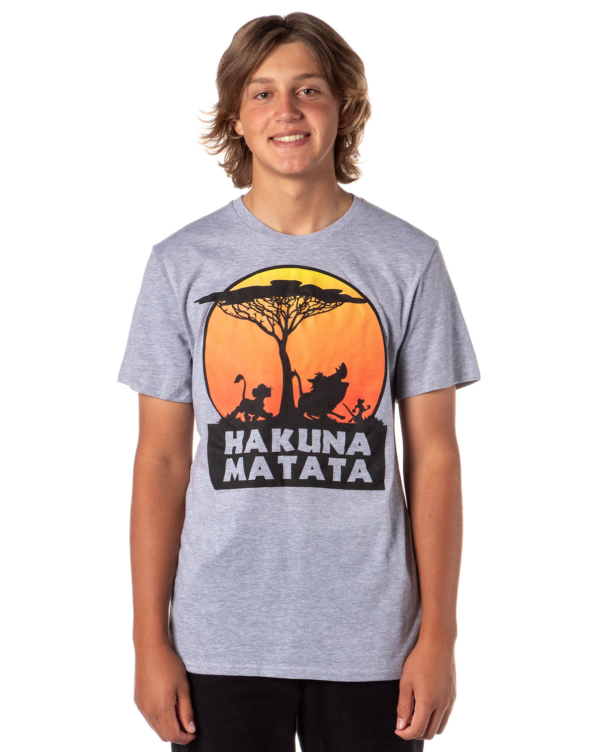 Disney The Lion King Hakuna Matata Tree Silhouette Orange Sunset Men's T-shirt Adult