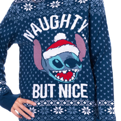 Disney Lilo & Stitch Men's Naughty But Nice Ugly Sweater for Christmas Pullover