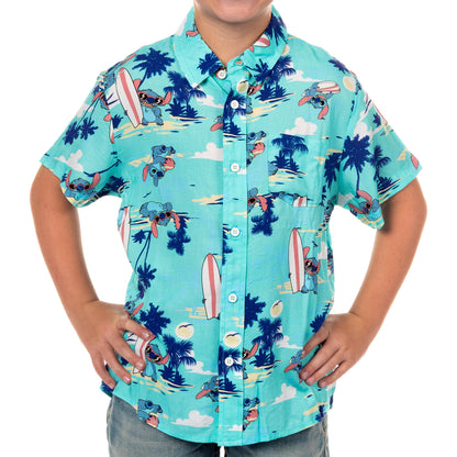 Disney Stitch Hawaiian Shirt Boys' Button-Up Short Sleeve Woven Top