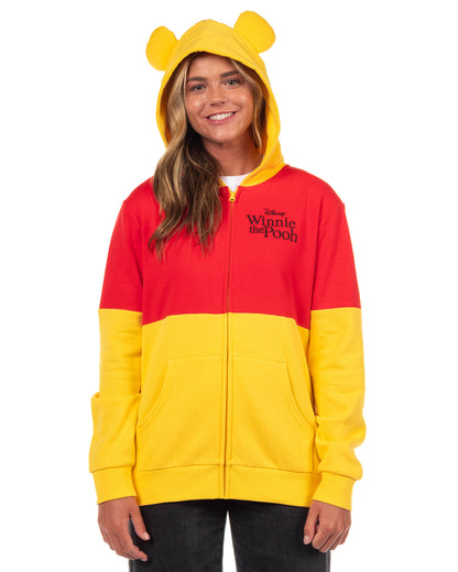 Disney Winnie the Pooh Hoodie Juniors Character Hooded Zip Up Sweater