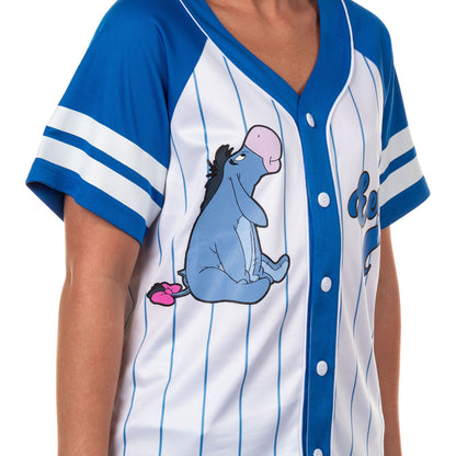 Disney Winnie The Pooh Baseball Jersey Women's Eeyore Button Up Shirt