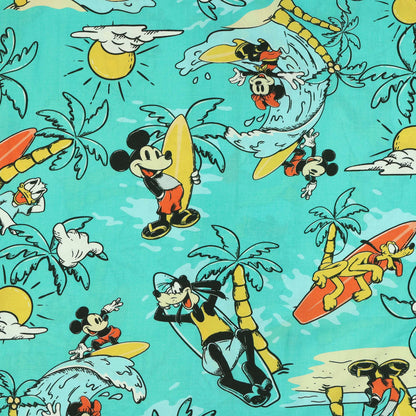 Disney Mickey and Friends Teal Tropical Hawaiian Shirt Men's Button Up Top
