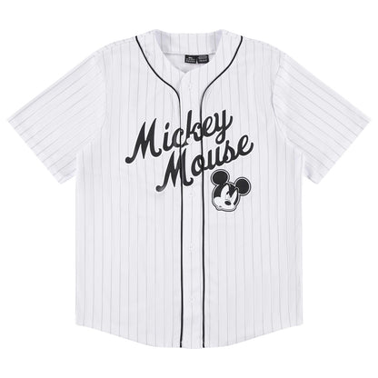 Disney Mickey Mouse Shirt Men's Button Up Short Sleeve Jersey Top #28