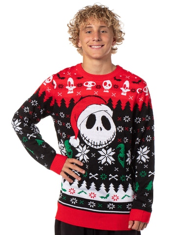 The Nightmare Before Christmas Men's Santa Jack Ugly Sweater Knit Pullover