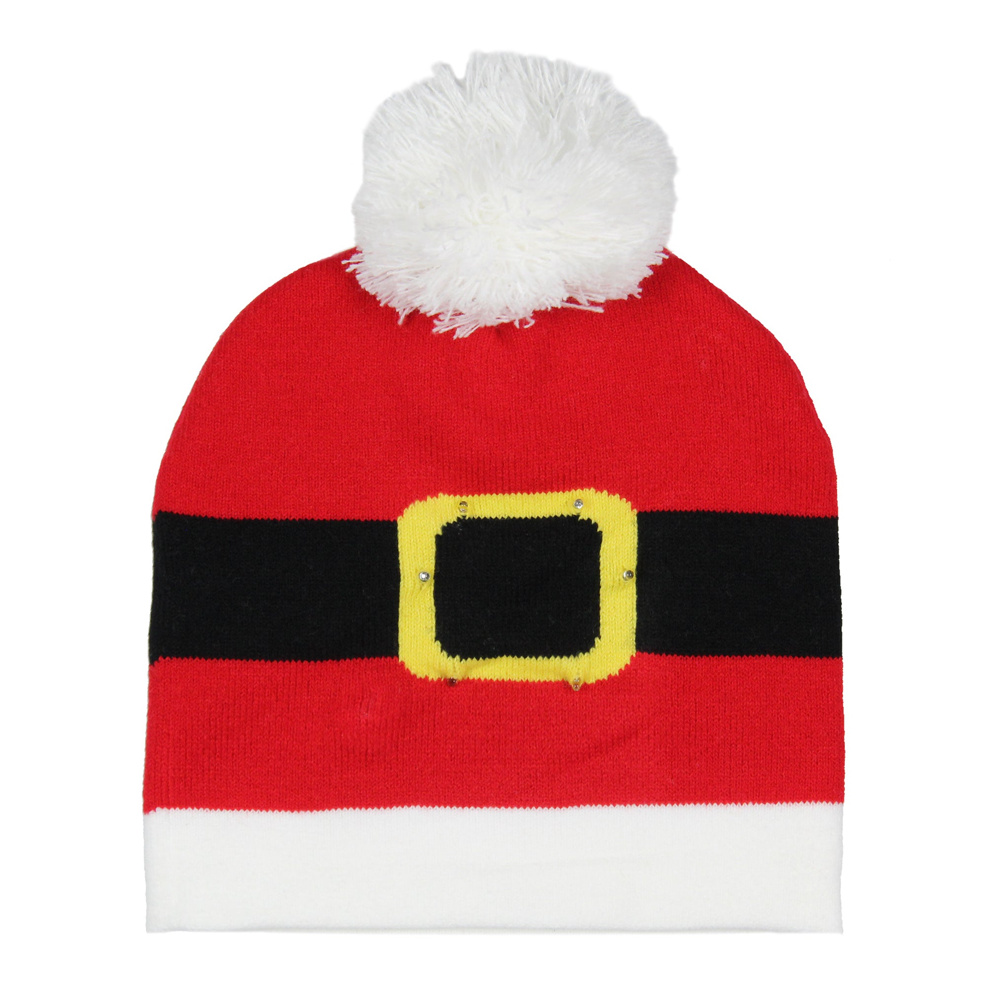 Festive Holiday Novelty Adult Light Up Knit Beanie Pom Pom Hat Cap OSFM