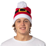 Festive Holiday Novelty Adult Light Up Knit Beanie Pom Pom Hat Cap OSFM