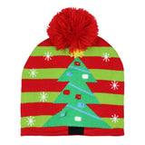 Festive Holiday Novelty Adult Light Up Knit Beanie Pom Pom Hat Cap OSFM