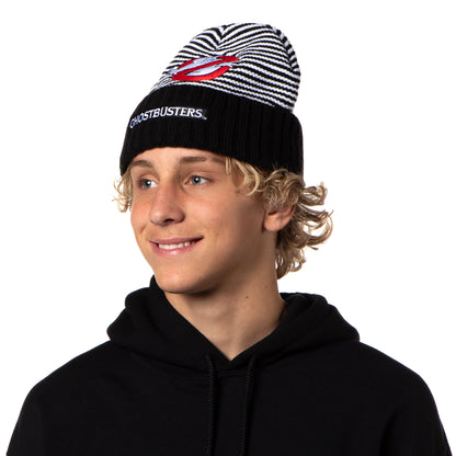 Ghostbusters Beanie Men's Embroidered Logo Striped Cuffed Beanie Cap Hat OSFM