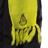 Dr. Seuss The Grinch Embroidered Design Knit Scarf and Pom Beanie Set