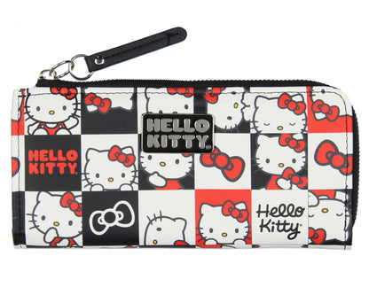 Sanrio Hello Kitty Checkerboard Character Design Faux Leather Full Zip Wallet - Seven Times Six