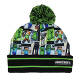 Minecraft Sublimated Kid's Knit Cuff Pom Pom Beanie Cap Winter Hat OSFM