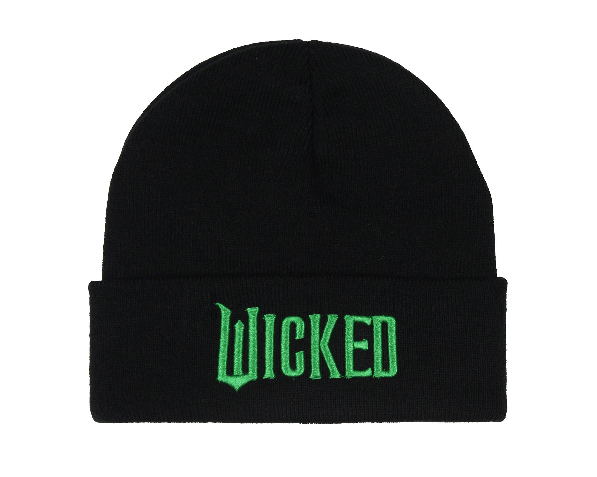 Wicked Embroidered Raised 3D Movie Logo Adult Knit Cuff Beanie Winter Cap OSFM