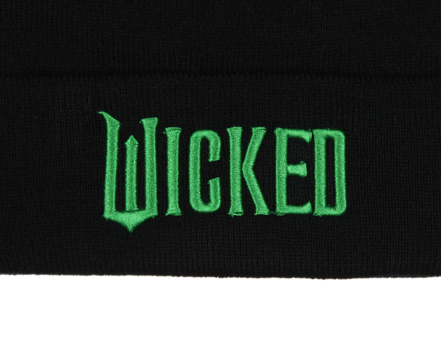 Wicked Embroidered Raised 3D Movie Logo Adult Knit Cuff Beanie Winter Cap OSFM