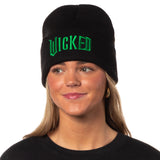 Wicked Embroidered Raised 3D Movie Logo Adult Knit Cuff Beanie Winter Cap OSFM