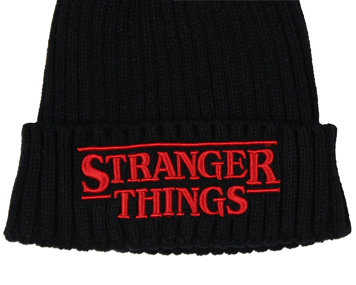 Stranger Things Embroidered 3D Logo Adult Knit Cuff Beanie Cap Winter Hat OSFM