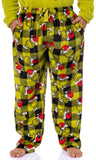 Dr. Seuss GRINCH Santa Plaid Plush Fleece Pajama Sleep Set