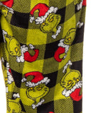 Dr. Seuss GRINCH Santa Plaid Plush Fleece Pajama Sleep Set