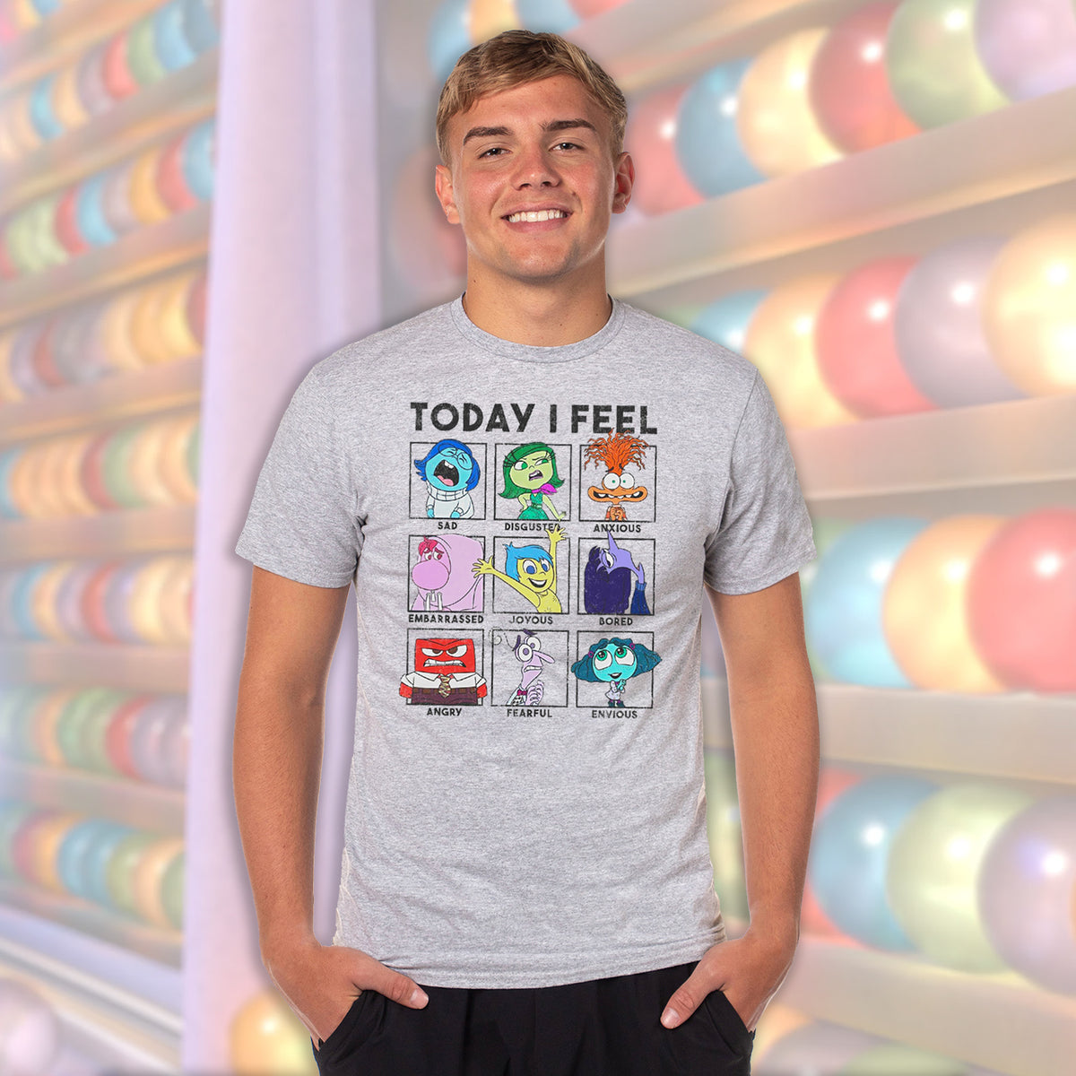 Disney Inside Out 2 T-Shirt Men's Today I Feel Character Emotions Tee