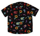 Neff Men's Fireballs And Daisies Allover Print Button-Down Collared Shirt (L) Adult