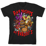 Five Night's At Freddy's Shirt Boy's Bonnie Chica Foxy Bust Through Wall Tee