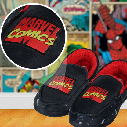 Marvel Comics Logo Design Fleece Lined Foam Slippers For Men Women
