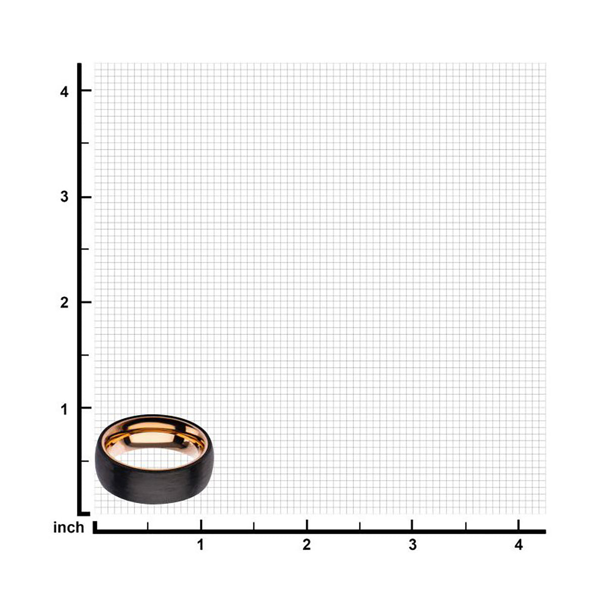 Inox Solid Carved Carbon Graphite Band on IP Rose Gold Stainless Steel Ring. Available Sizes: 9 - 12