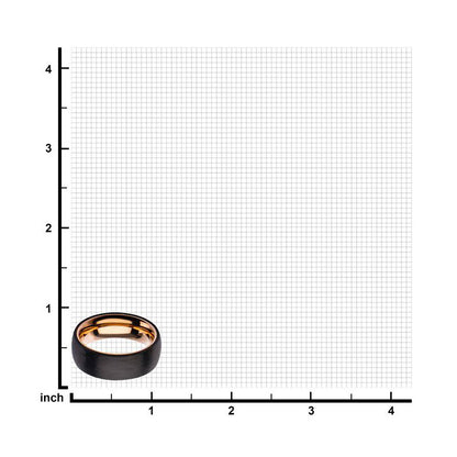 Inox Solid Carved Carbon Graphite Band on IP Rose Gold Stainless Steel Ring. Available Sizes: 9 - 12