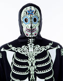 Men's Glow in The Dark Skeleton Costume Zip Hoodie (Dia De Los Muertos, Large)