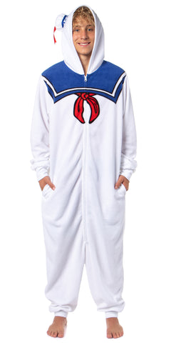 Ghostbusters Men's Stay Puft Marshmallow Hooded Union Suit Costume Pajama (S/M)