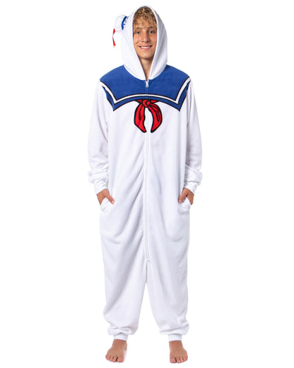 Ghostbusters Men's Stay Puft Marshmallow Hooded Union Suit Costume Pajama (S/M)