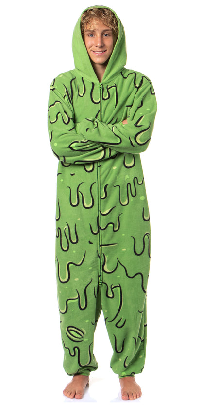 Ghostbusters Men's Slimer Hooded Union Suit Costume Pajama (2X/3X)