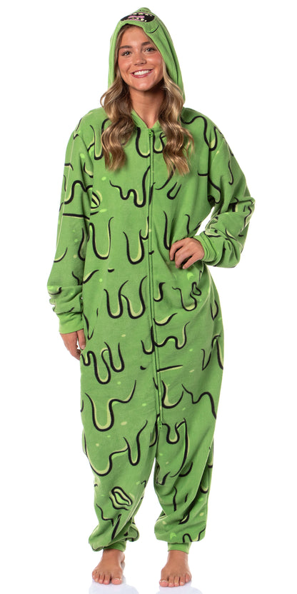 Ghostbusters Men's Slimer Hooded Union Suit Costume Pajama (2X/3X)