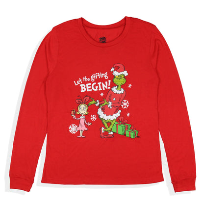 Dr. Seuss Women's GRINCH Let The Gifting Begin Lounge Pajama Sleep Set