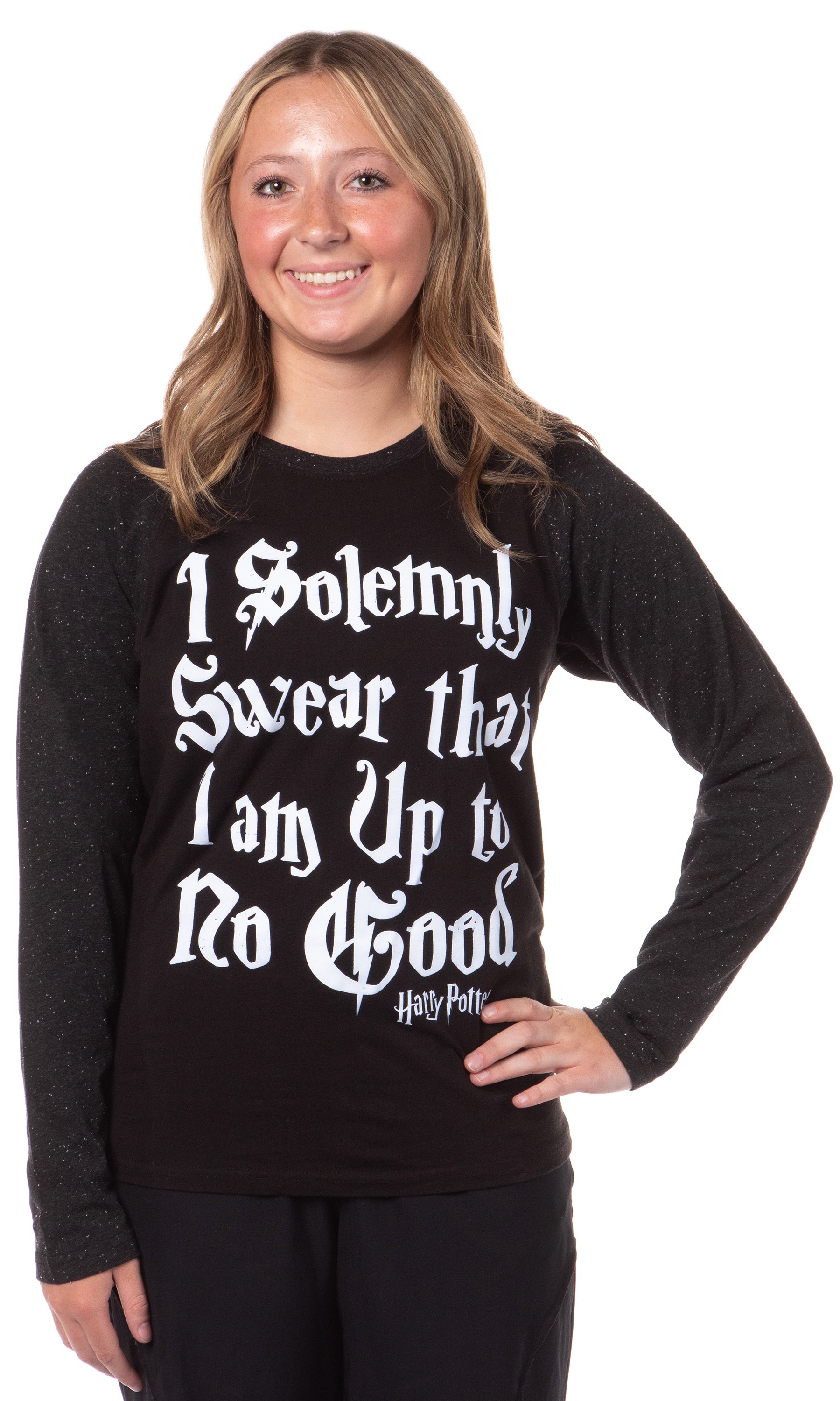Harry Potter Girls' I Solemnly Swear Glow In The Dark Raglan T-Shirt