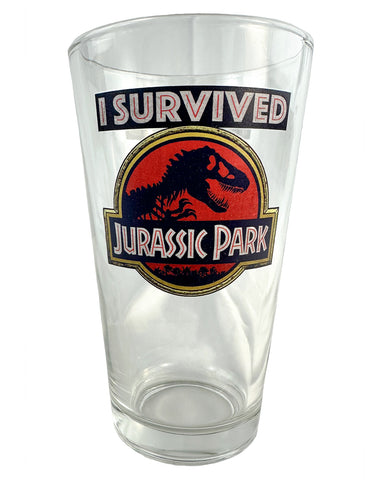 Jurassic Park I Survived Jurassic Park 16oz Pint Drinking Glass Tumbler