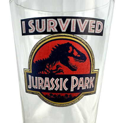 Jurassic Park I Survived Jurassic Park 16oz Pint Drinking Glass Tumbler